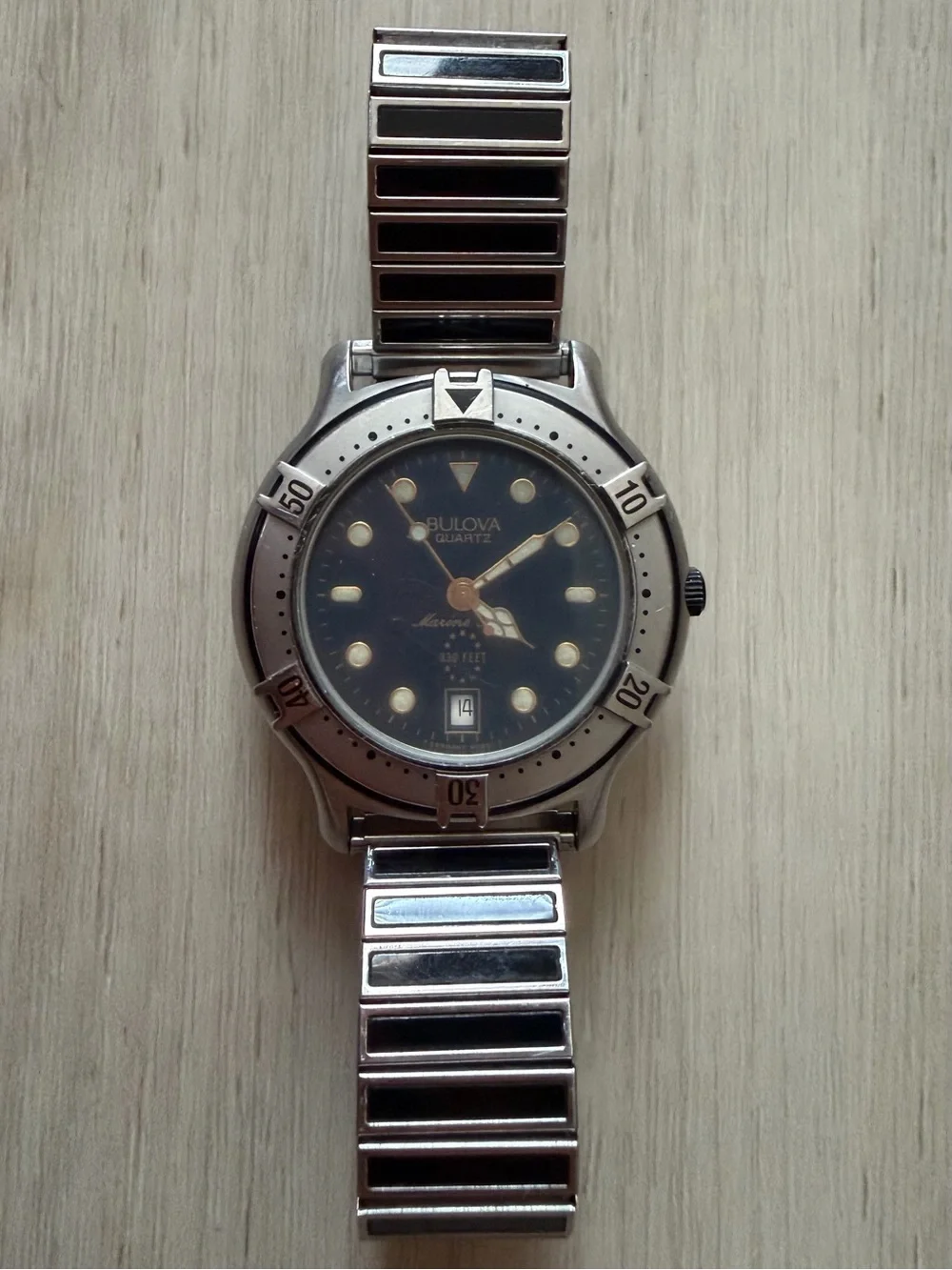 Vintage 90s Bulova Watch T1 Marine Star 330 Feet Quartz